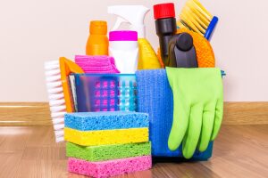 Keep cleaning supplies within easy reach
