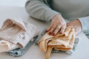 Sit down to fold laundry