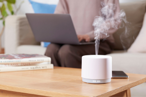 Diffuser with aromatic oils promoting relaxation and comfort