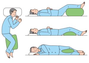 side and back sleeping position with knee support for arthritis pain