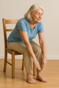 senior woman doing seated yoga stretch for arthritis pain relief