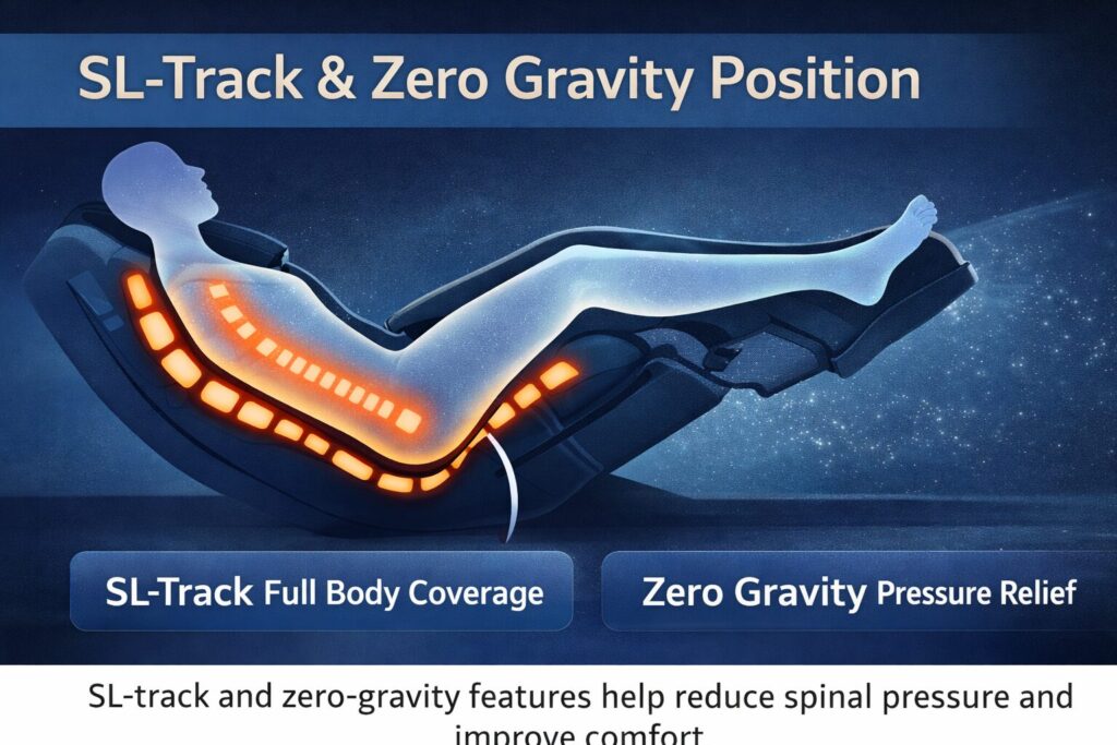 Ergonomic massage chair in zero gravity