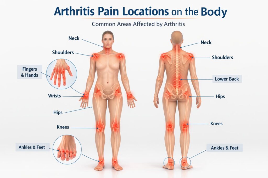 arthritis pain locations by body part diagram
