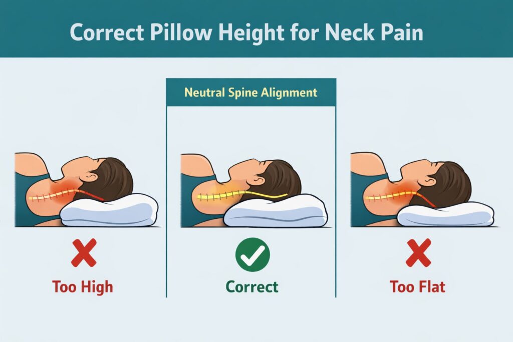 correct pillow height for neck pain